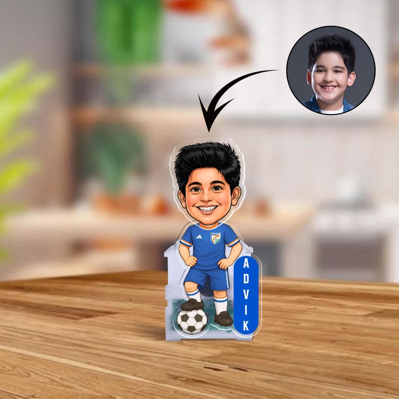 Personalized Football Player Bobblehead Caricature | Unique Gift for Kids, Football Fans & Players | Ideal Birthday or Return Gift for Boys | Battery Powered Moving Head